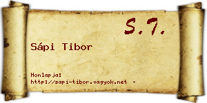 Sápi Tibor névjegykártya